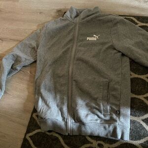 Grey puma zip-up sweater